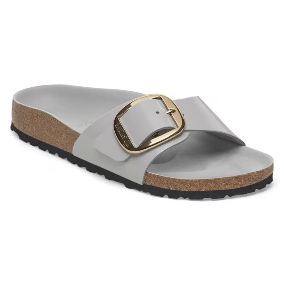 Women Birkenstock Madrid Big Buckle High Shine - Stone Coin
