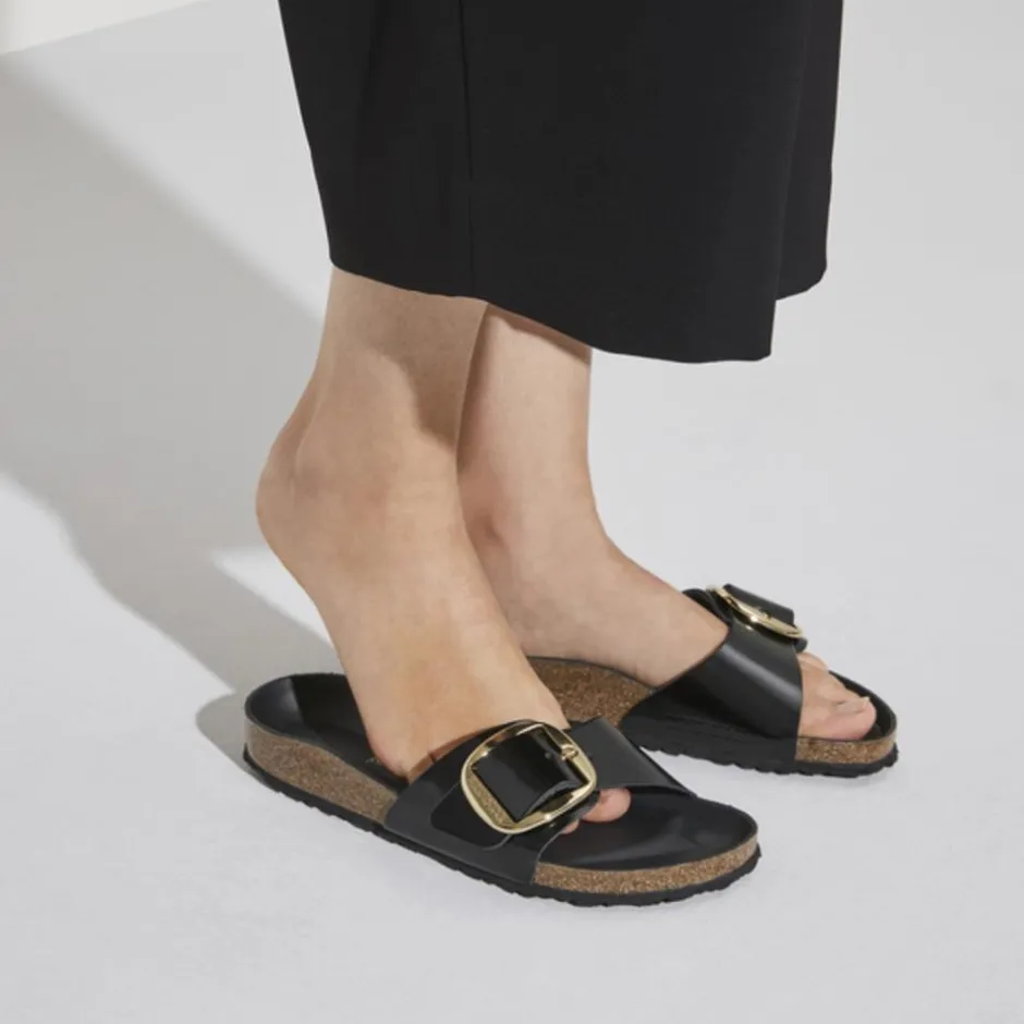 Women Birkenstock Madrid Big Buckle High Shine - Black