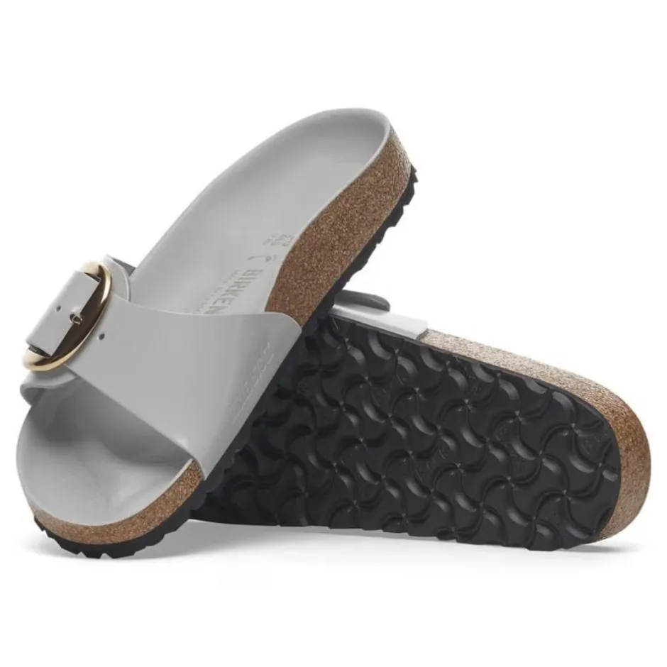 Women Birkenstock Madrid Big Buckle High Shine - Stone Coin
