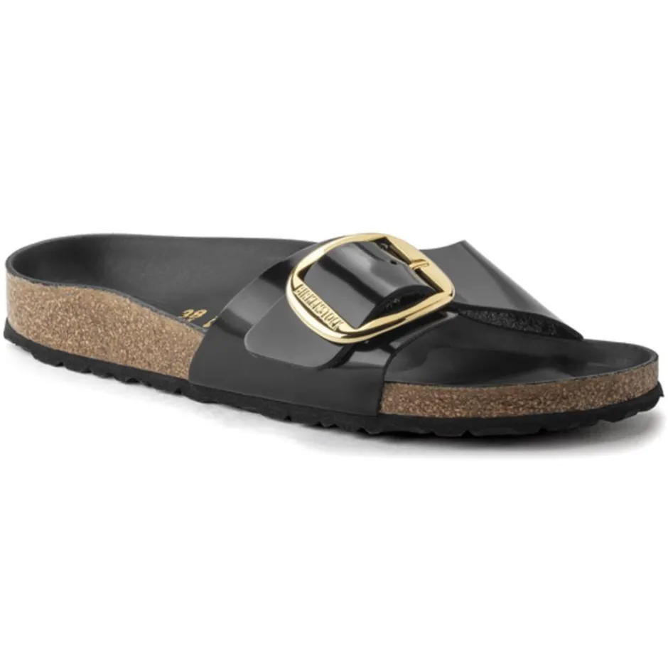 Women Birkenstock Madrid Big Buckle High Shine - Black