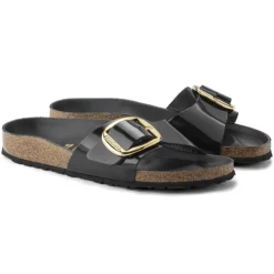 Women Birkenstock Madrid Big Buckle High Shine - Black