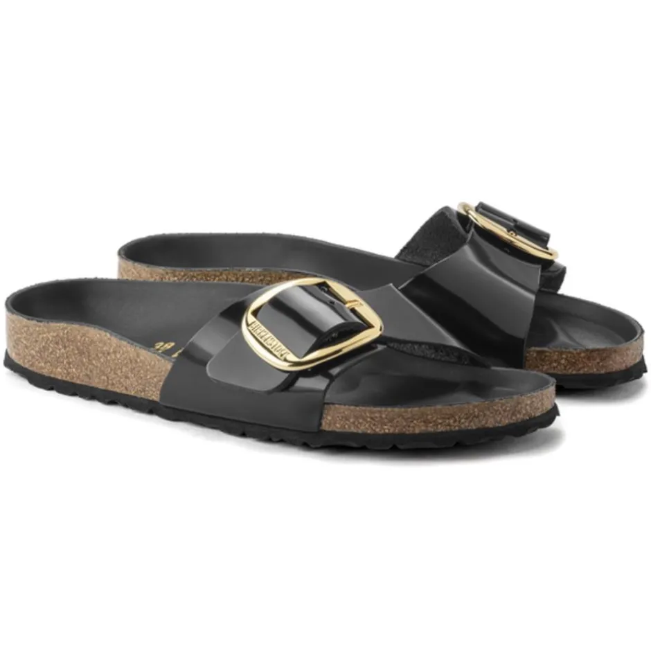 Women Birkenstock Madrid Big Buckle High Shine - Black