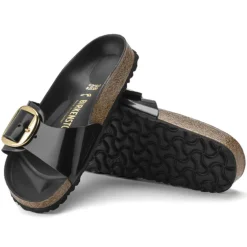 Women Birkenstock Madrid Big Buckle High Shine - Black