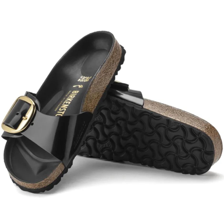 Women Birkenstock Madrid Big Buckle High Shine - Black