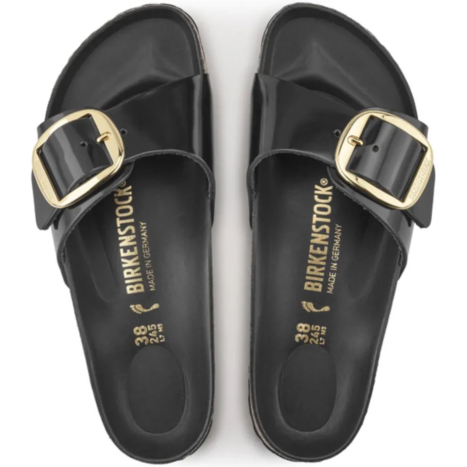 Women Birkenstock Madrid Big Buckle High Shine - Black