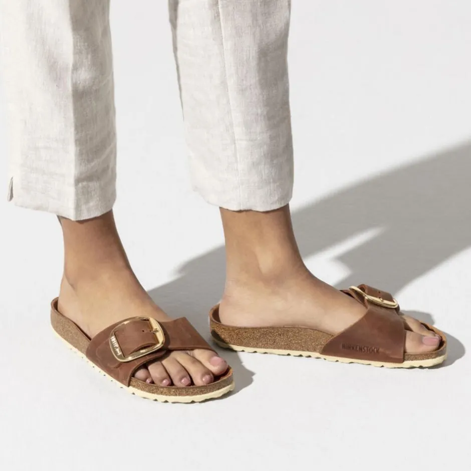 Women Birkenstock Madrid Big Buckle Leather - Cognac Leather