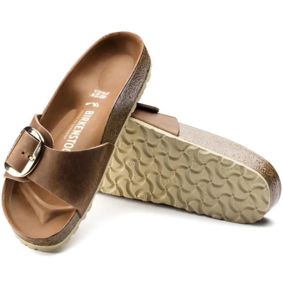 Women Birkenstock Madrid Big Buckle Leather - Cognac Leather