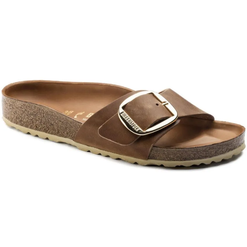 Women Birkenstock Madrid Big Buckle Leather - Cognac Leather