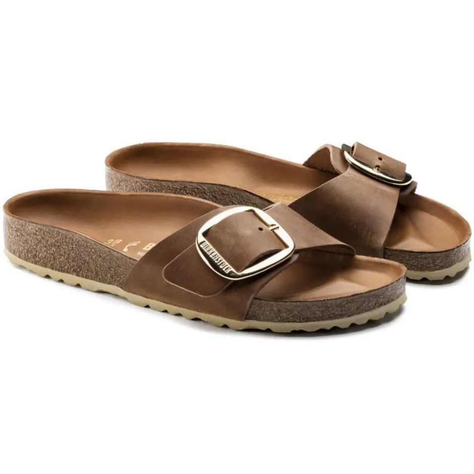 Women Birkenstock Madrid Big Buckle Leather - Cognac Leather