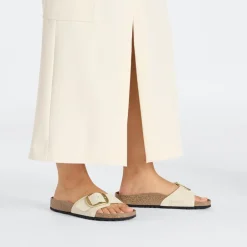 Women Birkenstock Madrid Big Buckle Nubuck - Ecru