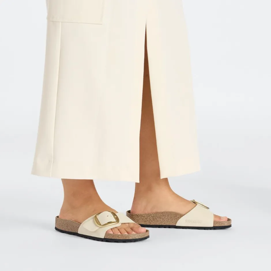 Women Birkenstock Madrid Big Buckle Nubuck - Ecru