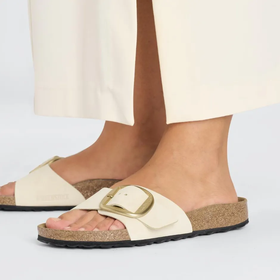 Women Birkenstock Madrid Big Buckle Nubuck - Ecru
