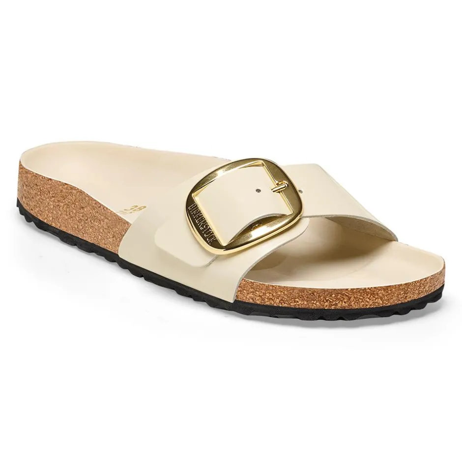 Women Birkenstock Madrid Big Buckle Patent - High Shine Ecru