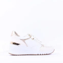 Women Marco Tozzi Magana Wedge Laced With Zip - White Gold