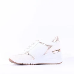 Women Marco Tozzi Magana Wedge Laced With Zip - White Gold