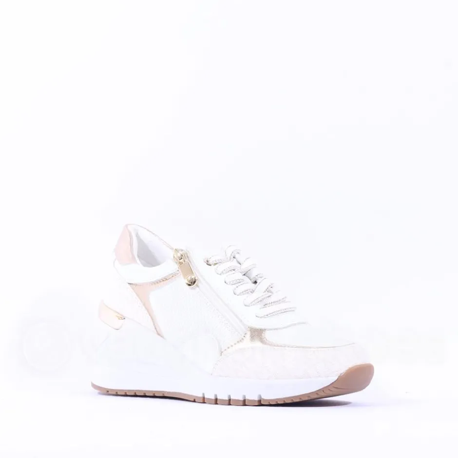 Women Marco Tozzi Magana Wedge Laced With Zip - White Gold