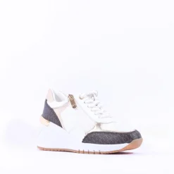 Women Marco Tozzi Magana Wedge Laced With Zip - White Combi