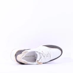 Women Marco Tozzi Magana Wedge Laced With Zip - White Combi