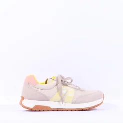 Women Ara Malibu Waffle Sole Nylon Trainer - Beige Yellow