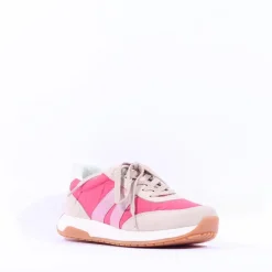 Women Ara Malibu Waffle Sole Nylon Trainer - Pink Combi