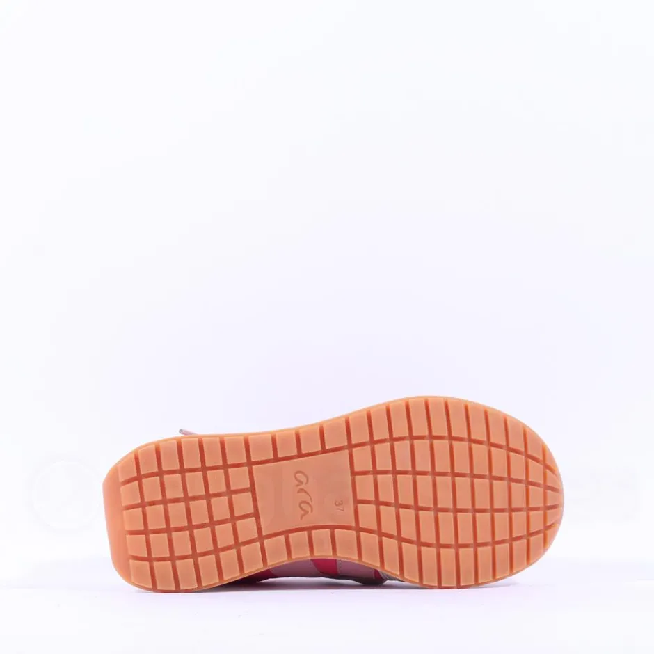 Women Ara Malibu Waffle Sole Nylon Trainer - Pink Combi