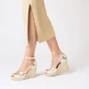 Women Wonders Manly Espadrille Peeptoe Wedge - Gold Metallic