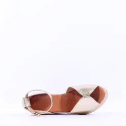 Women Wonders Manly Espadrille Peeptoe Wedge - Gold Metallic