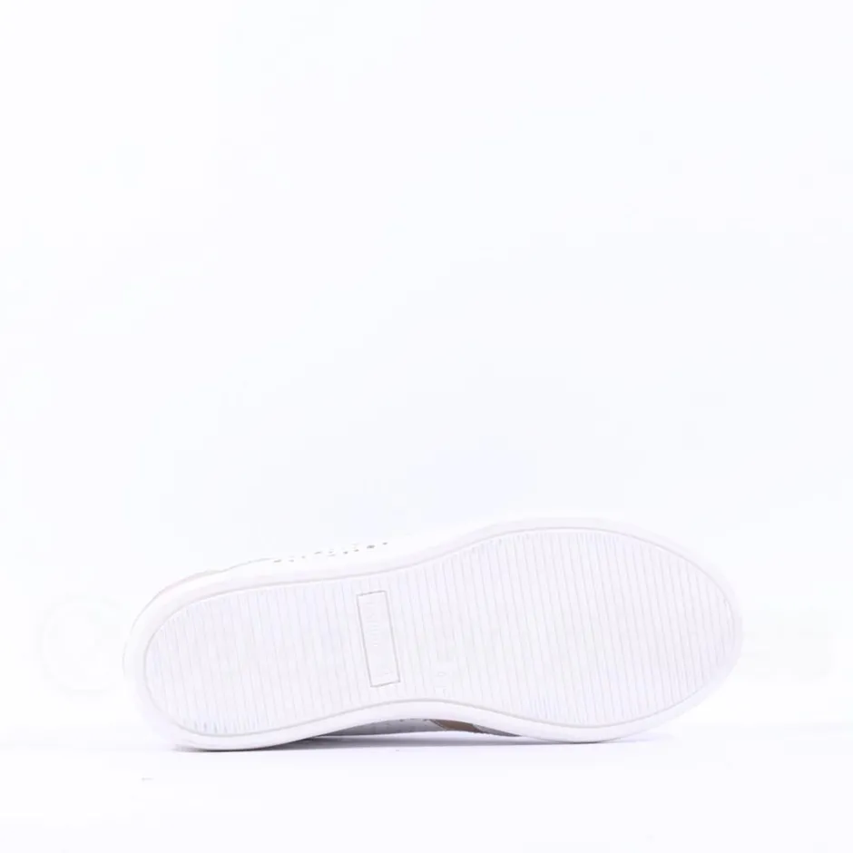 Women Caprice Manou Cut Out Laced Trainer - White Silver
