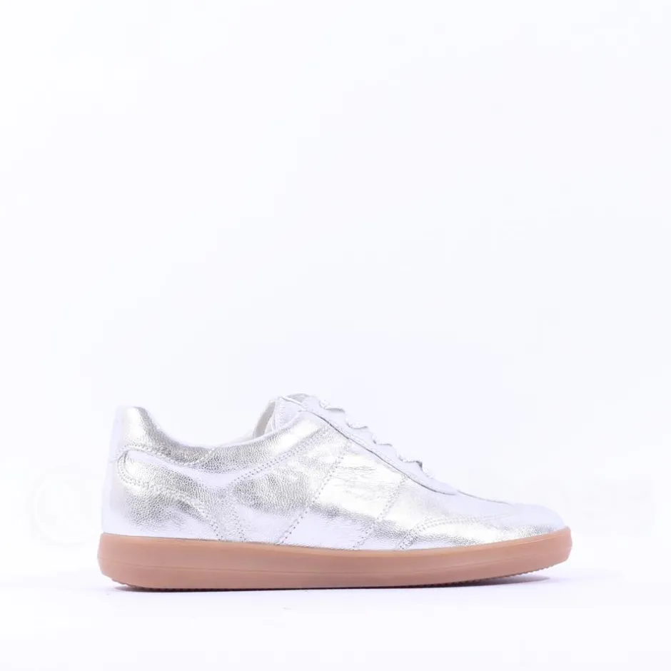 Women Caprice Manou Laced Gumsole Trainer - Silver Metallic
