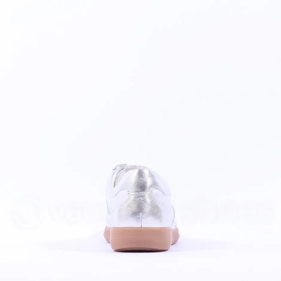 Women Caprice Manou Laced Gumsole Trainer - Silver Metallic