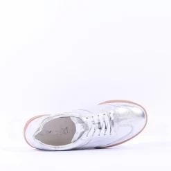 Women Caprice Manou Laced Gumsole Trainer - Silver Metallic