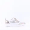 Women Caprice Manou Mesh Panel Lace Trainer - White Gold Leather