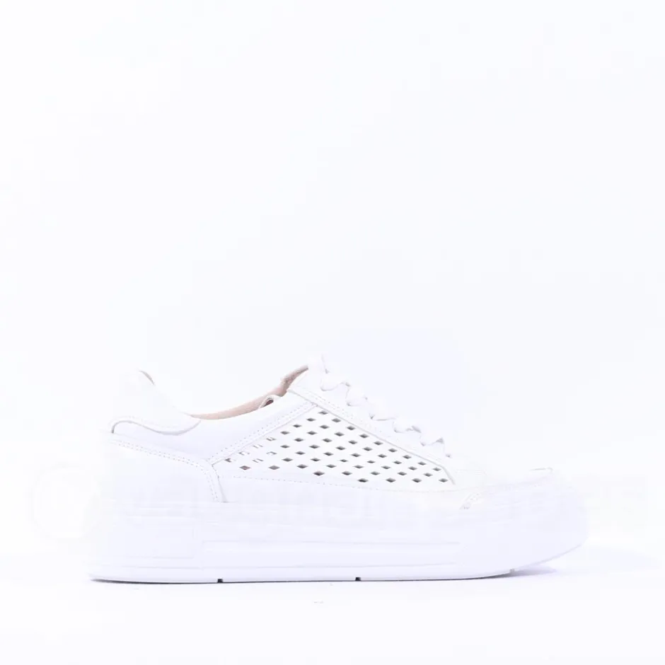 Women Caprice Manou Platform Cutout Trainer - White Leather