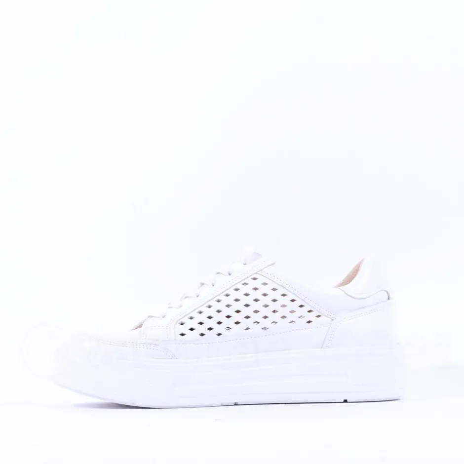 Women Caprice Manou Platform Cutout Trainer - White Leather
