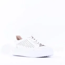 Women Caprice Manou Platform Cutout Trainer - White Leather