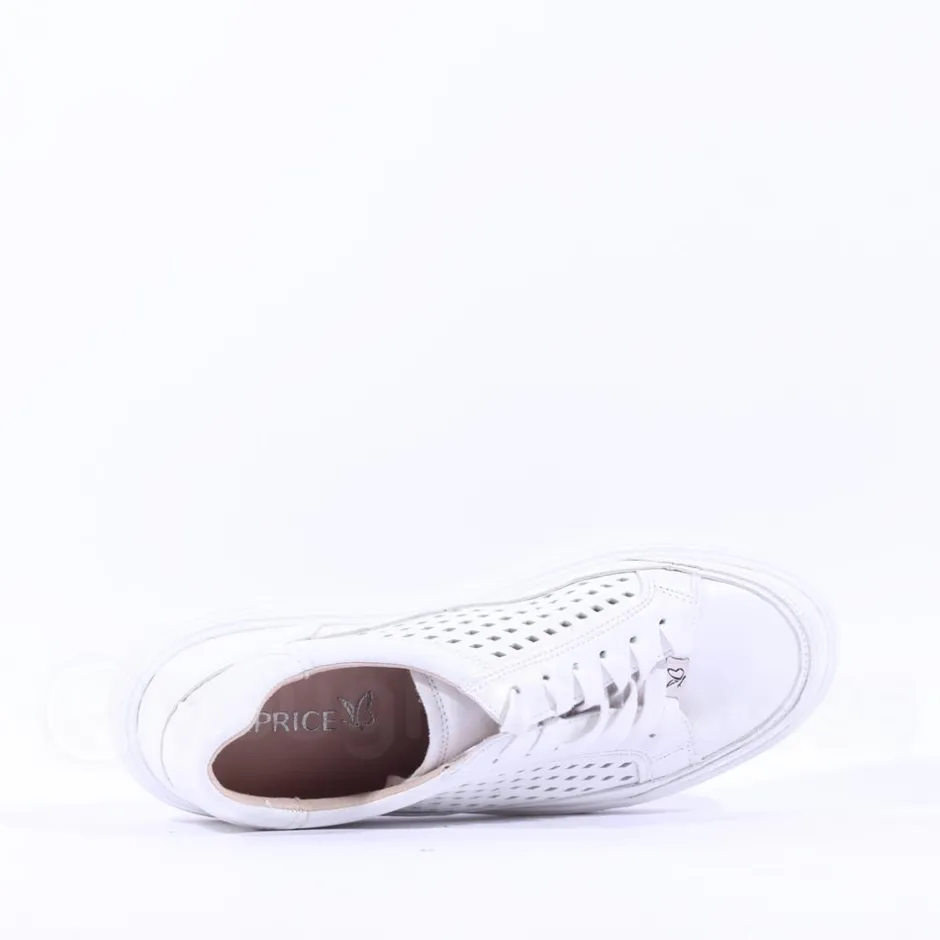 Women Caprice Manou Platform Cutout Trainer - White Leather