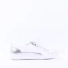 Women Caprice Manou Side Zip Lace Shoe - White Silver