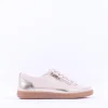 Women Caprice Manou Side Zip Lace Shoe - Cream Gold