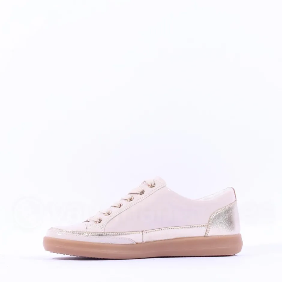 Women Caprice Manou Side Zip Lace Shoe - Cream Gold