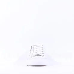 Women Caprice Manou Side Zip Lace Shoe - White Silver