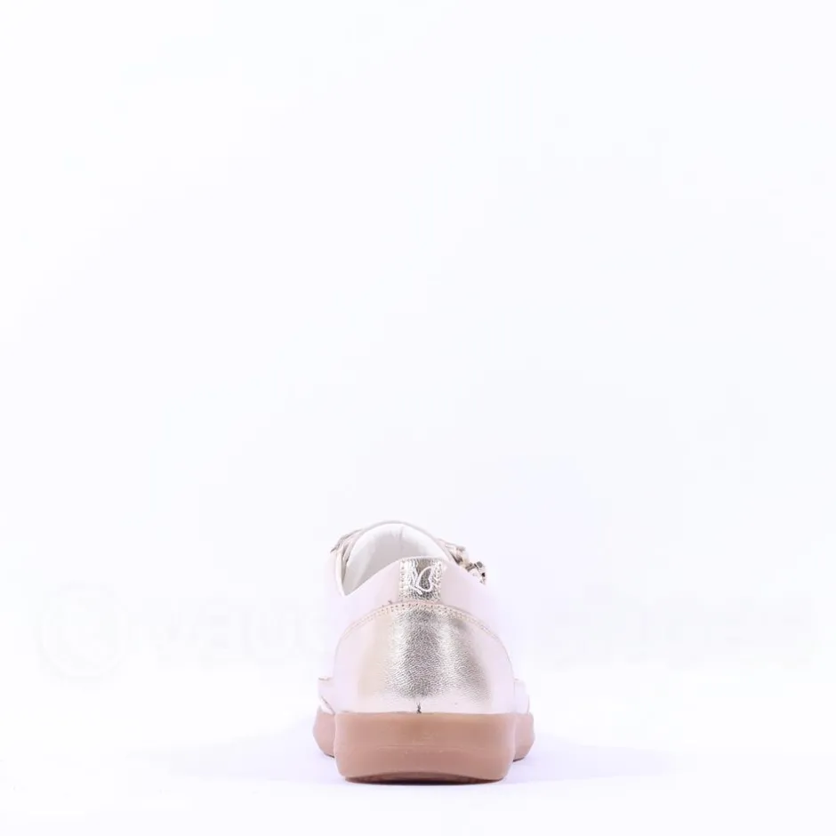 Women Caprice Manou Side Zip Lace Shoe - Cream Gold