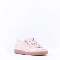 Women Caprice Manou Side Zip Lace Shoe - Cream Gold