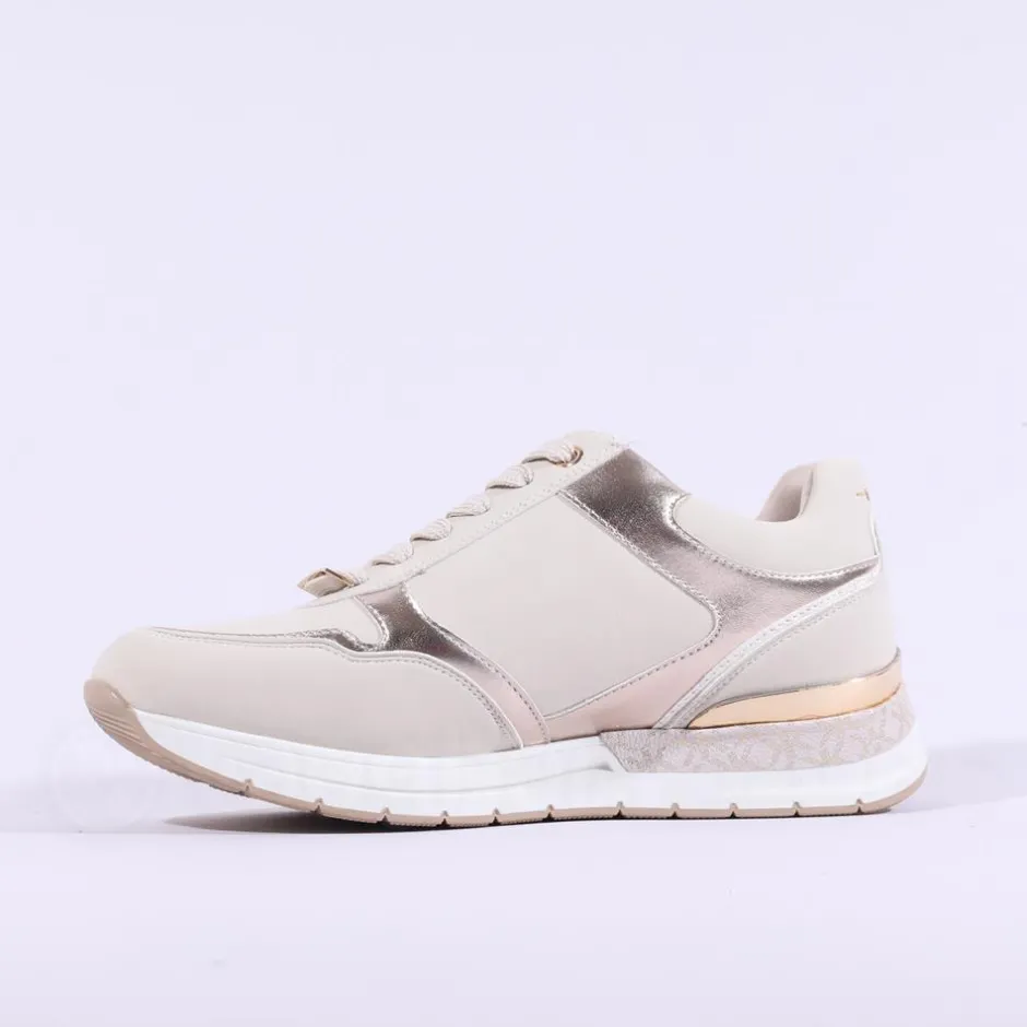 Women Tommy Bowe Ladies Marchino Wedge Trainer - Beige Gold