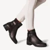 Women Tamaris Marly Strap Buckle Ankle Boot - Mocca Metallic
