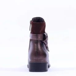 Women Tamaris Marly Strap Buckle Ankle Boot - Mocca Metallic