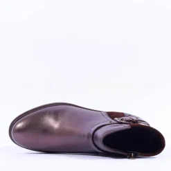 Women Tamaris Marly Strap Buckle Ankle Boot - Mocca Metallic