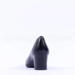 Women Tamaris Marva Block Heel Court Shoe - Black Leather