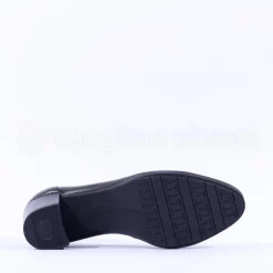 Women Tamaris Marva Block Heel Court Shoe - Black Leather