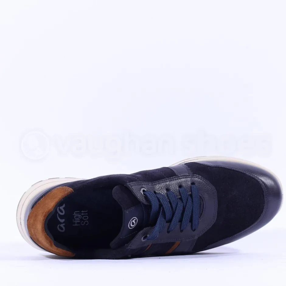 Ara Men Matteo 2.0 Goretex Lace Trainer - Navy Tan Combi
