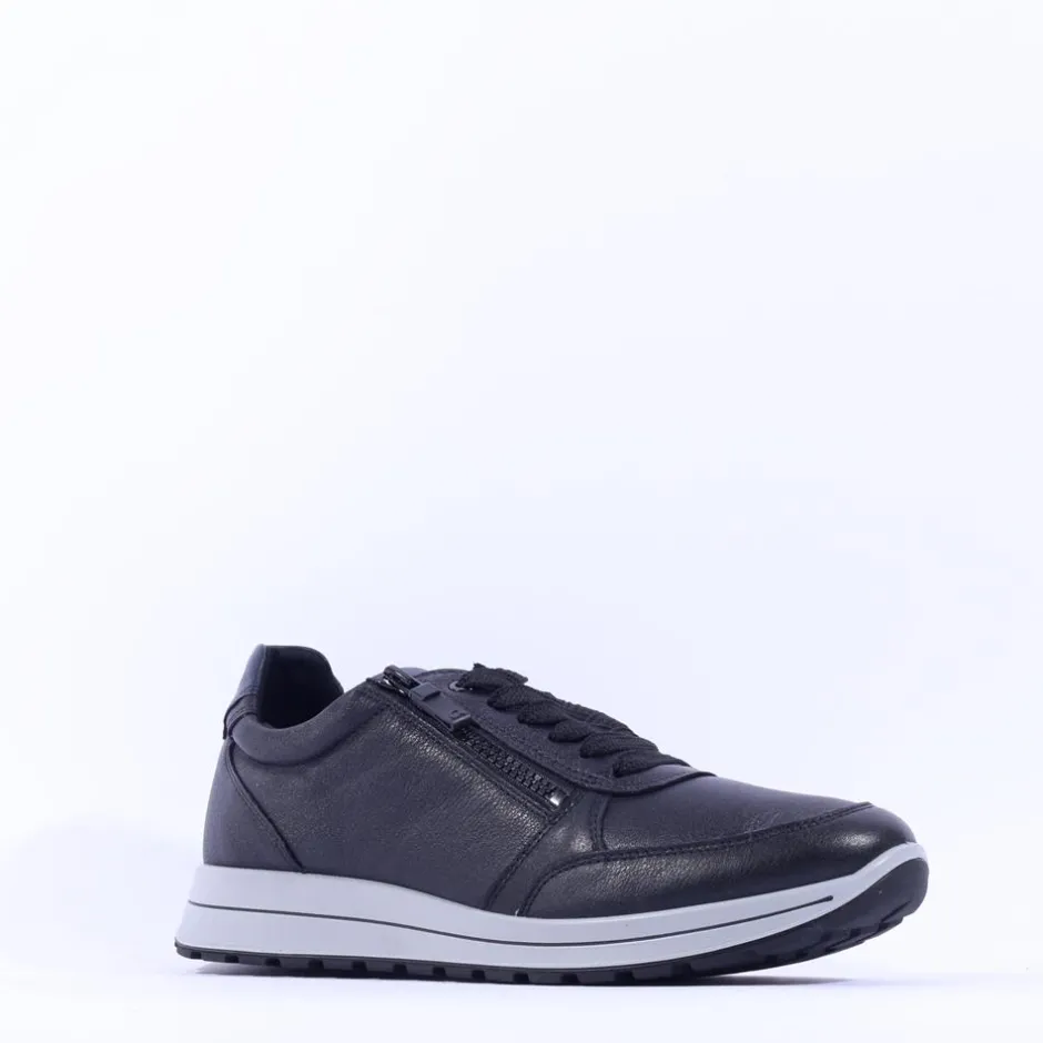 Ara Men Matteo Side Zip Wide Fit Shoe - Navy Grey